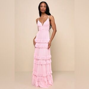 Lulu's Blush Pink Tiered Maxi Dress